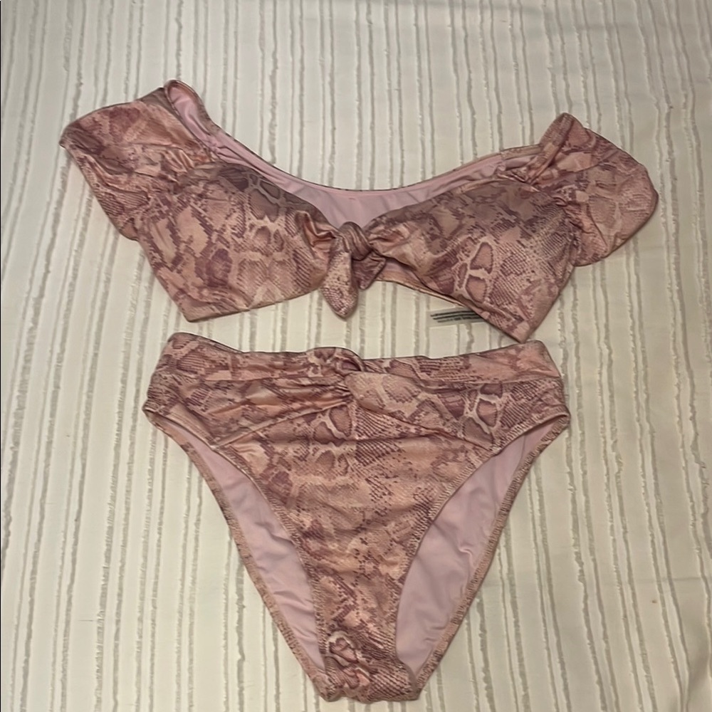 Pink Snake Print Bikini Set